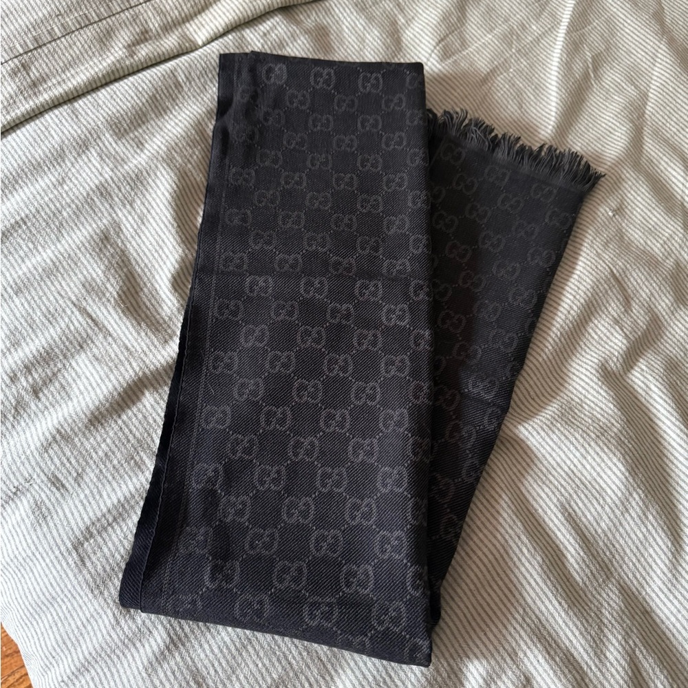 Gucci Dark Gray Monogram Scarf